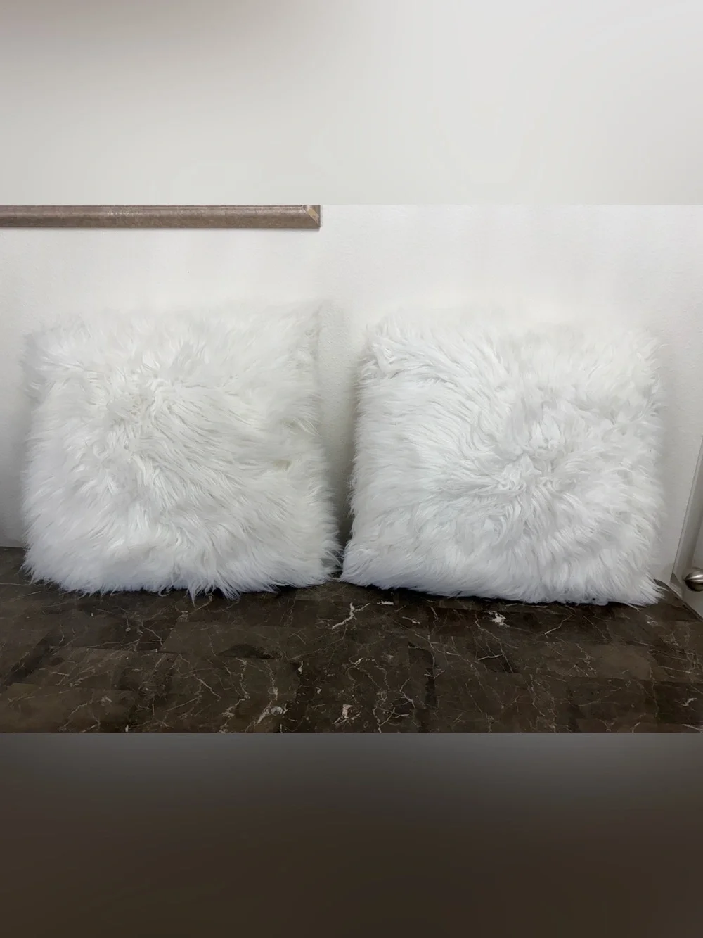 White Faux Fur Accent Pillows (Set of 2)